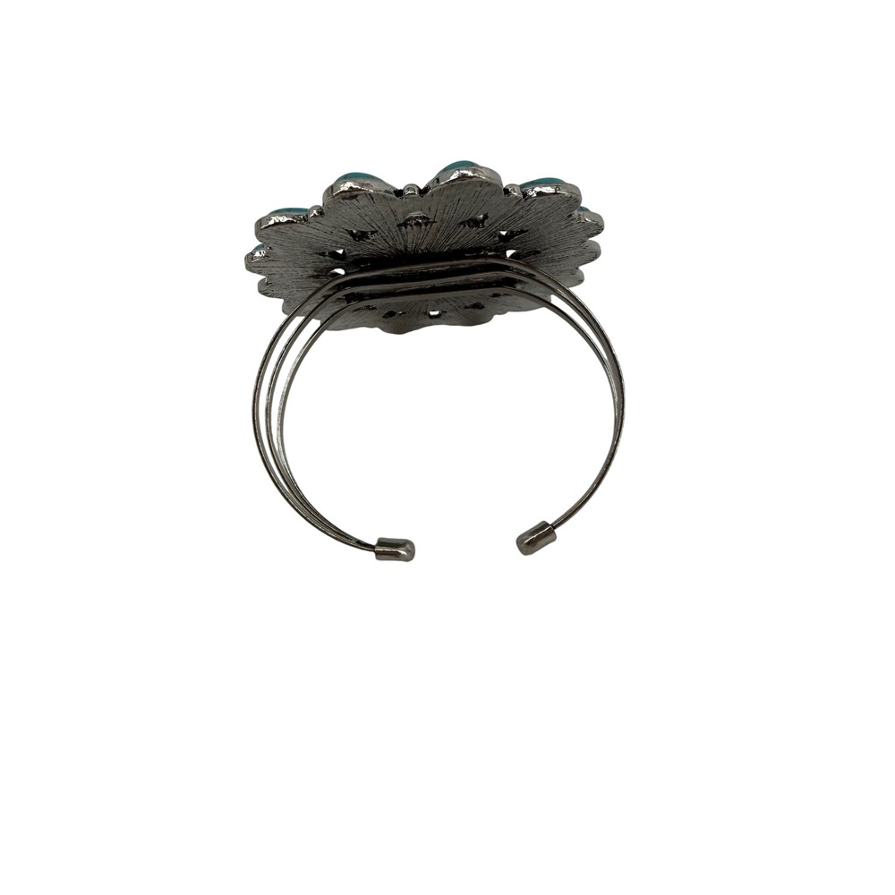 The Mirabelle Stone Concho Cuff Bracelet Silver Tone Pink Turquoise Southwestern - Picture 3 of 6